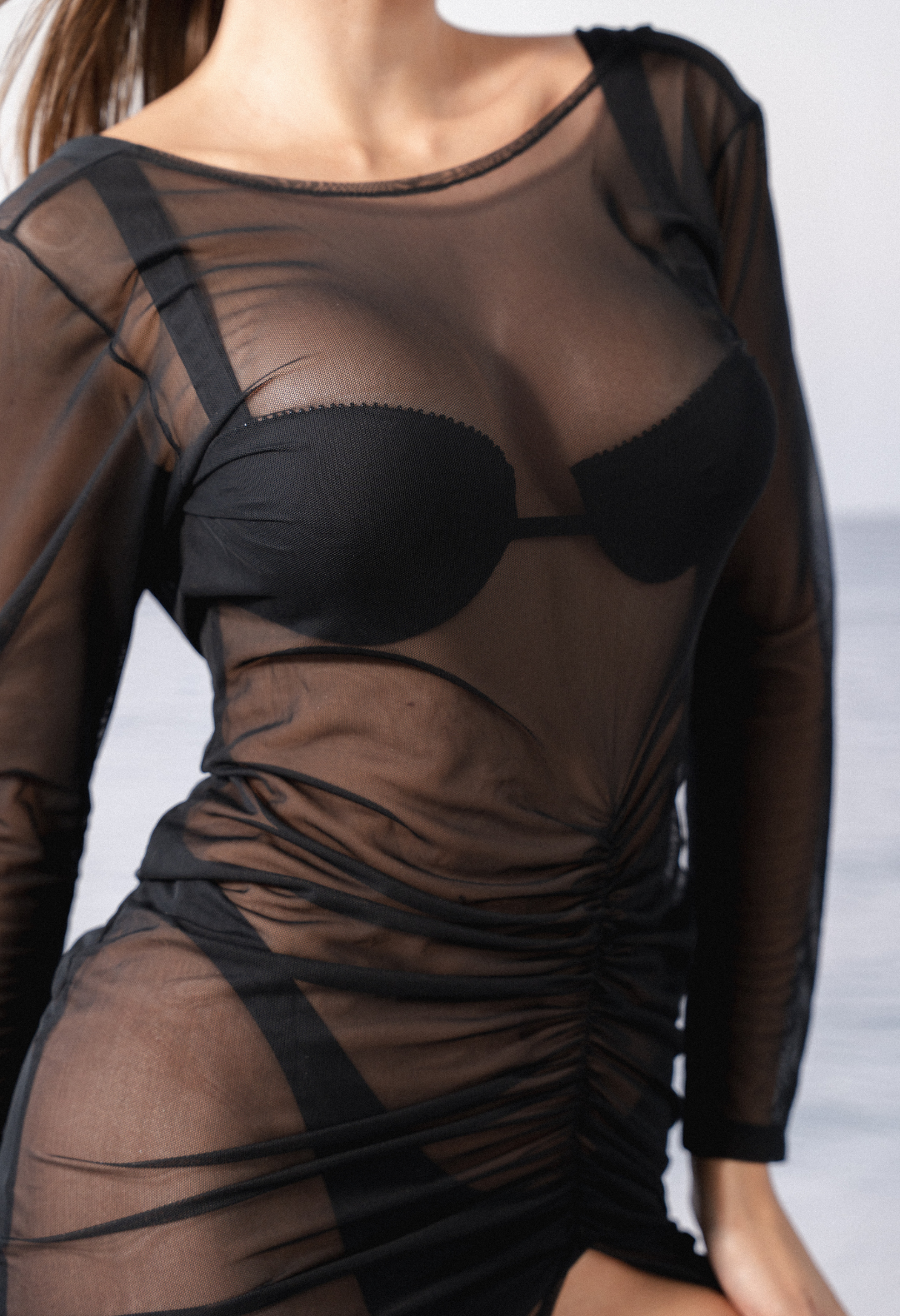 NOIR PAPILLON DRESS MESH-BLACK